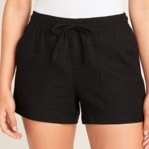 Old Navy Women's High Waist Blackjack Linen Drawstring Shorts Size M NWT